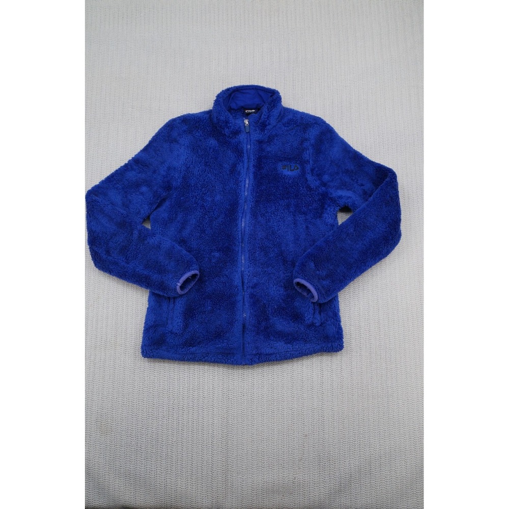 FILA Fleece Jacket Girls 16 Extra Large Blue Full Zip Mock Neck
